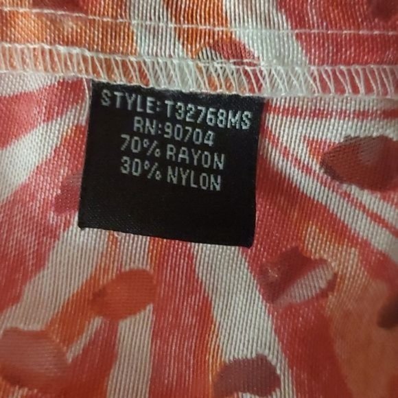 Linear Tropical Print Top Button Down Long Sleeve Sheer Blazer Size Md - Picture 8 of 9